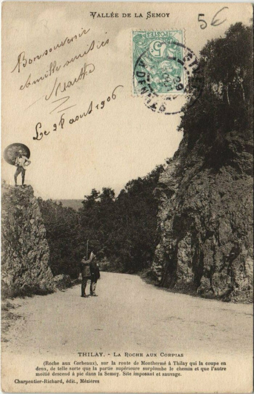 Carte postale ancienne Thilay - La Roche aux Corpias à Thilay