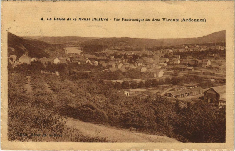 Carte postale ancienne La Vallée de la Meuse Illustree - Vue panoramique des deux Vireux