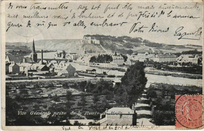 Carte postale ancienne Vue générale prise de la Route de Heer