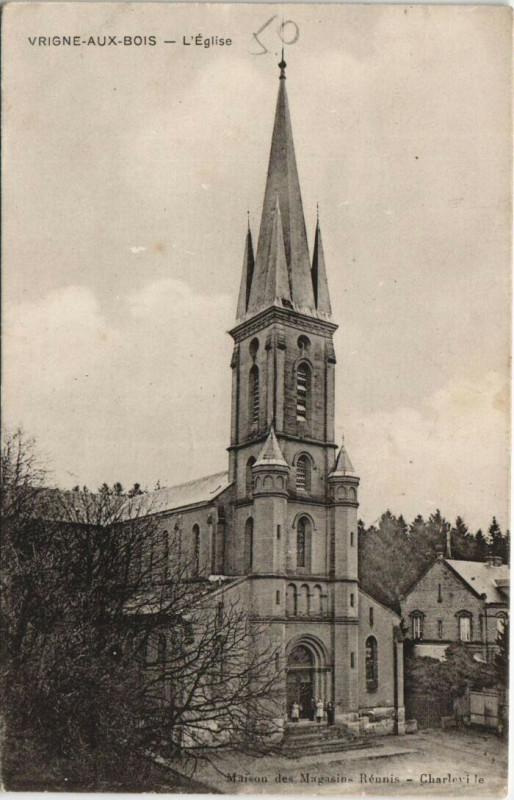 Carte postale ancienne Vrigne-aux-Bois - L'Eglise à Vrigne aux Bois