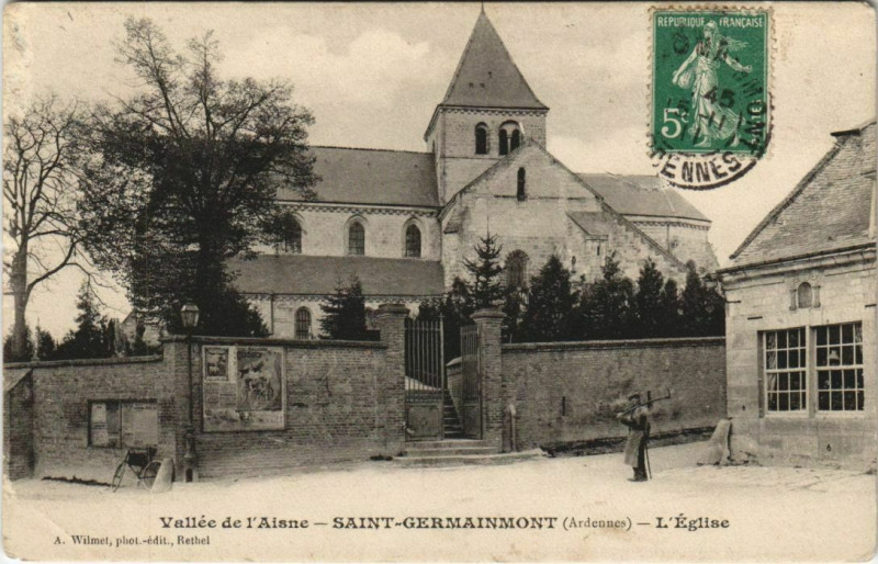 Carte postale ancienne Vallée de l'Aisne - Saint-Germainmont - L'Eglise à Saint-Germainmont