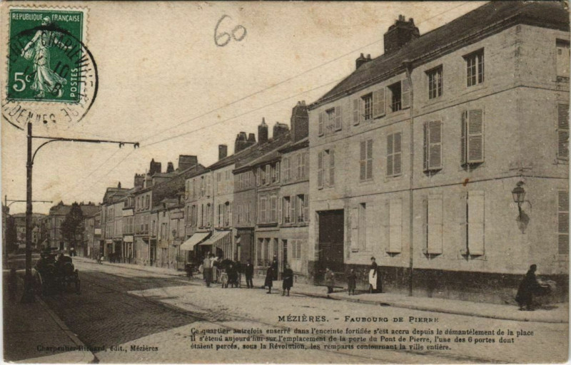 Carte postale ancienne Mezieres - Faubourg de Pierre