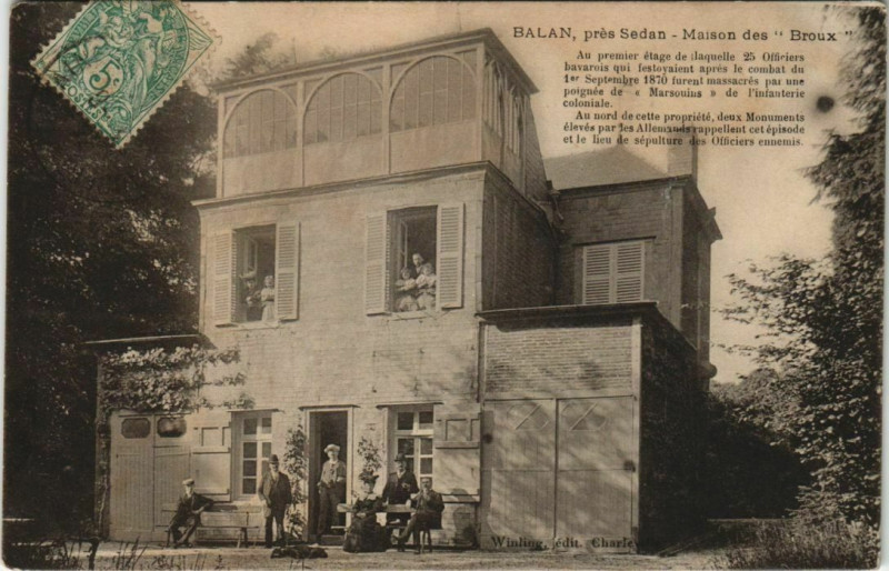 Carte postale ancienne Balan pres Sedan - Maison des Broux à Balan