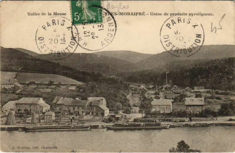 Carte postale ancienne Vallée de la Meuse - Usine de produis pyroligneux