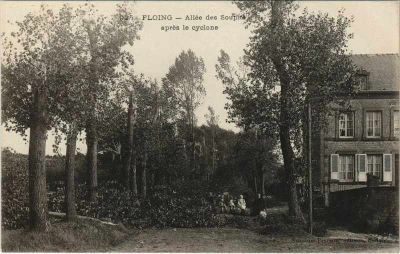 Carte postale ancienne Floing - Allee de Soupire apres le cyclone à Floing