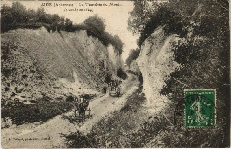 Carte postale ancienne Aire - La Tranchee du Moulin à Aire