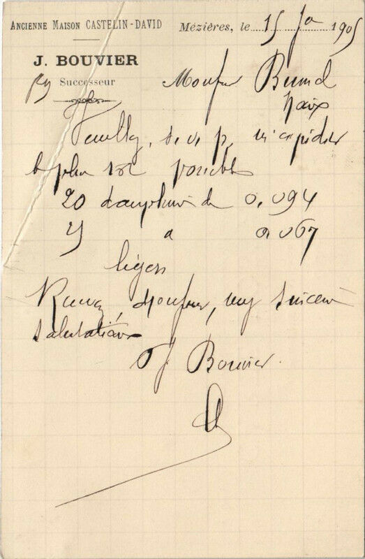 Carte postale ancienne J. Bouvier - Successeur