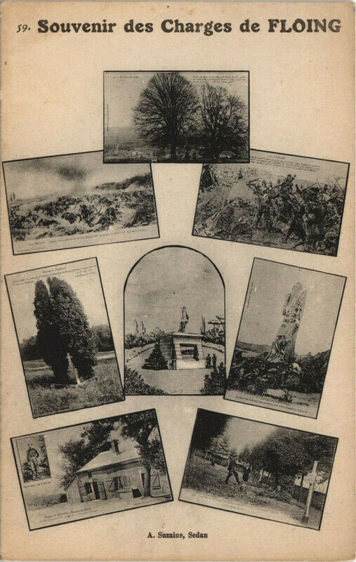 Carte postale ancienne Souvenir des Charges de Floing à Floing