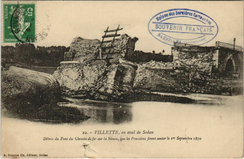 Carte postale ancienne Villette, en aval de Sedan à Sedan