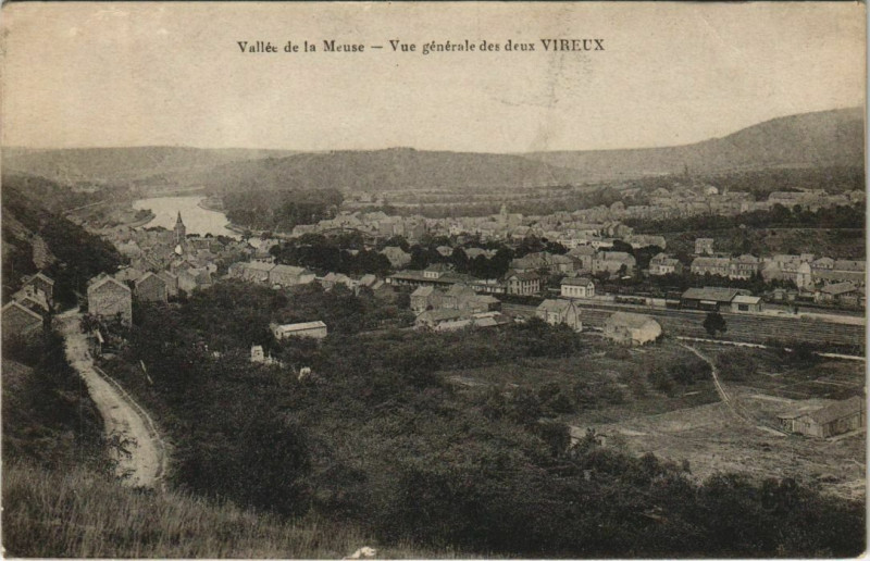 Carte postale ancienne Vallée de la Meuse - Vue générale des deux Vireux