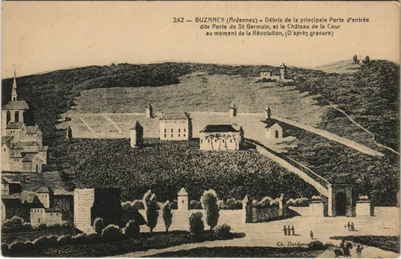 Carte postale ancienne Buzancy - Debris de la principale Porte d'Entree à Buzancy