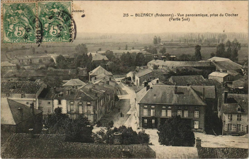 Carte postale ancienne Buzancy - Vue panoramique, prise du Clocher à Buzancy