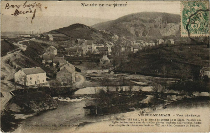 Carte postale ancienne Vallée de la Meuse - Vireux-Molhain - Vue générale à Vireux-Molhain