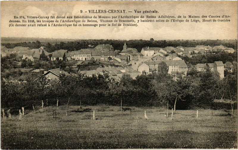 Carte postale ancienne Villers-Cernay - Vue générale
