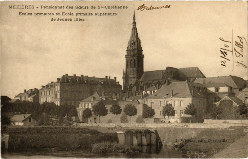 Carte postale ancienne Méziéres Pensionnat des Soeurs