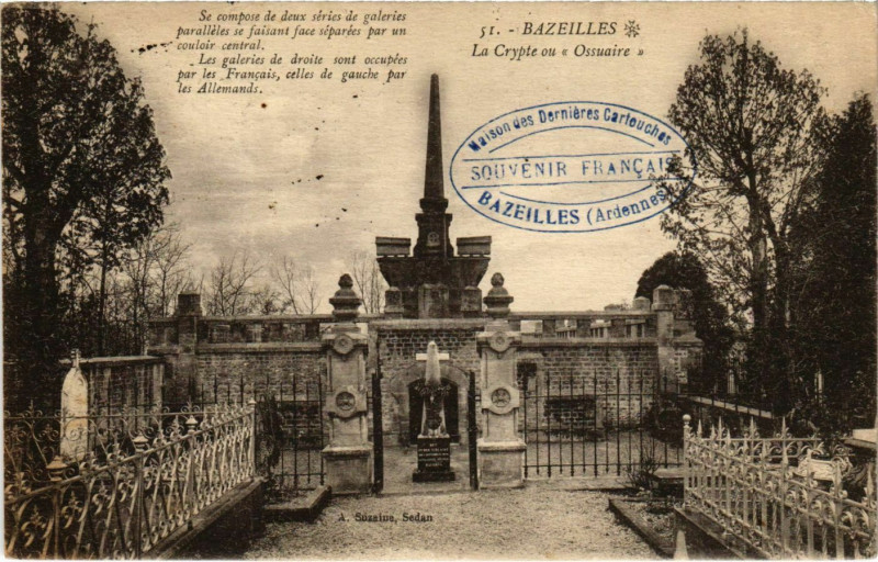 Carte postale ancienne Bazeilles Crypte Ossuaire à Bazeilles
