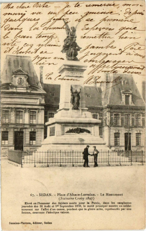 Carte postale ancienne Sedan Place d'Alsace Lorraine à Sedan