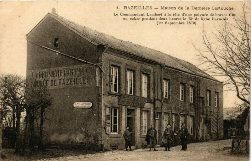 Carte postale ancienne Bazeilles Maison de la Dermiere Cartouche Le Commandant Lambert à Bazeilles