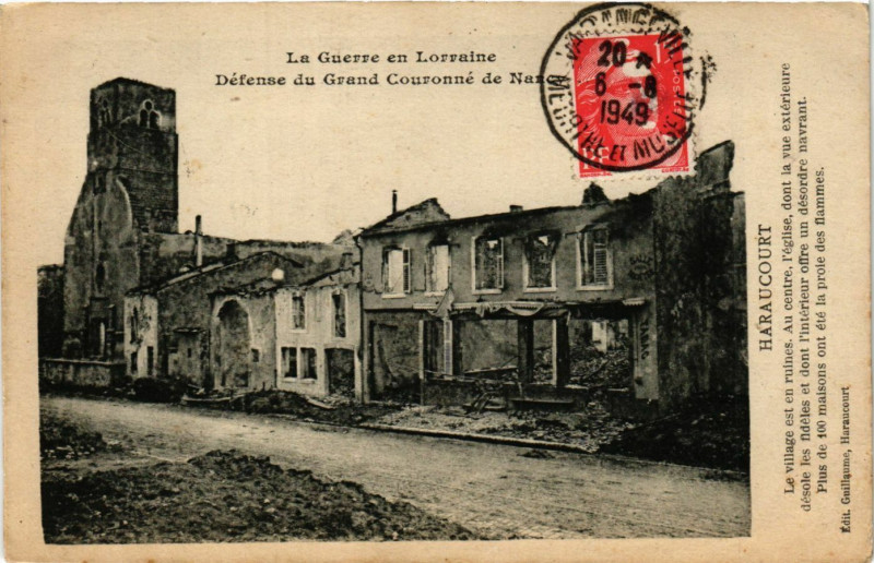 Carte postale ancienne La Guerre en Lorraine Défense du Grand Couronné de Nan-HaRAUCOURT à Haraucourt