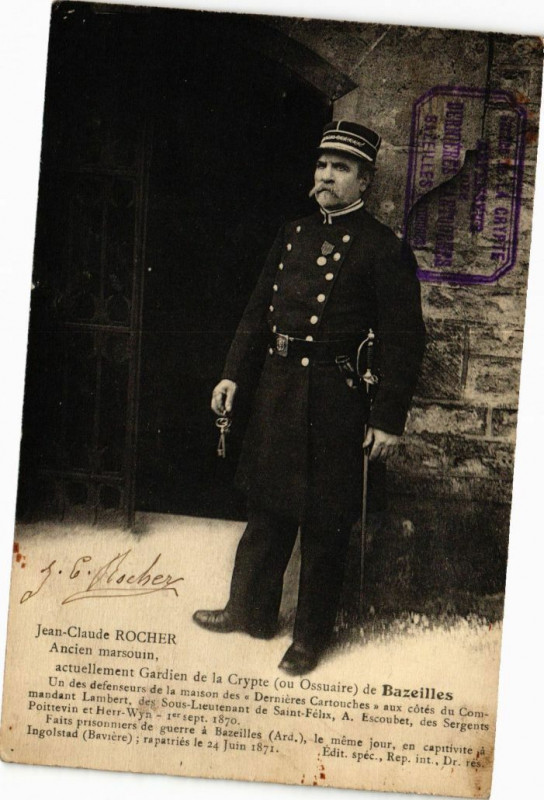 Carte postale ancienne Ancien Marsouin - Actuellement Gardien de la Crypte de Bazeilles à Bazeilles
