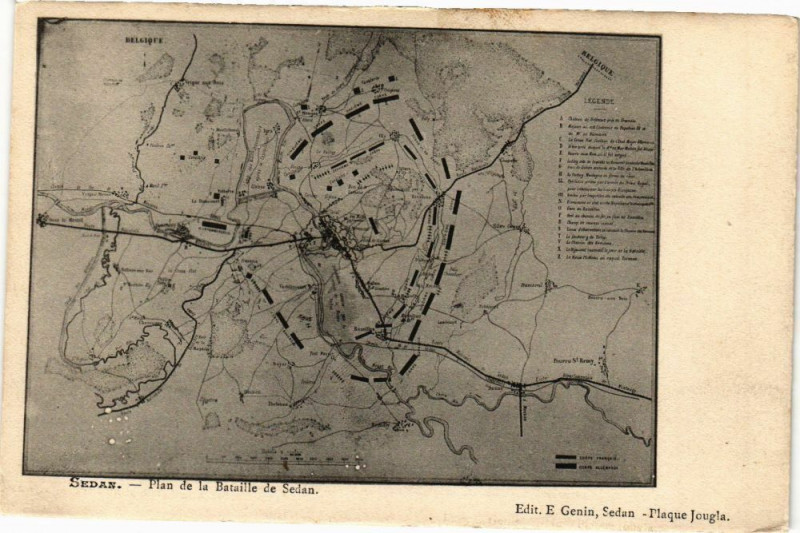 Carte postale ancienne Sedan - Plan de la Bataille de Sedan à Sedan