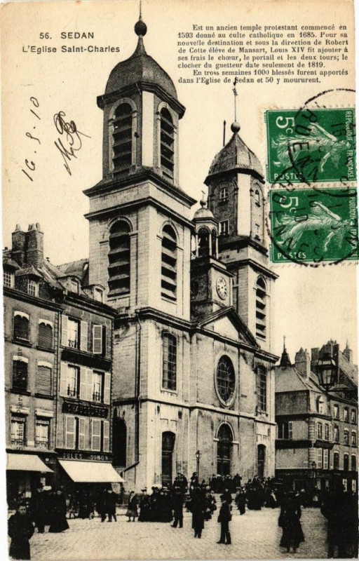 Carte postale ancienne Sedan - L'Eglise Saint-Charles à Sedan