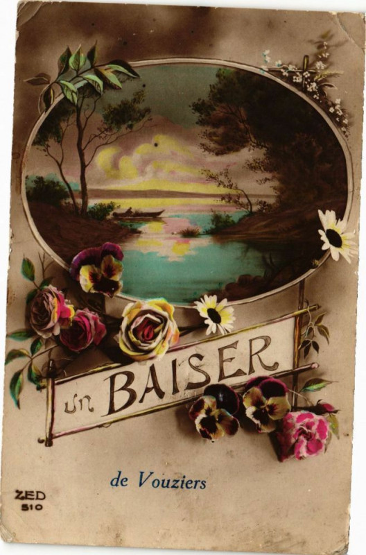 Carte postale ancienne Un Baiser de Vouziers à Vouziers