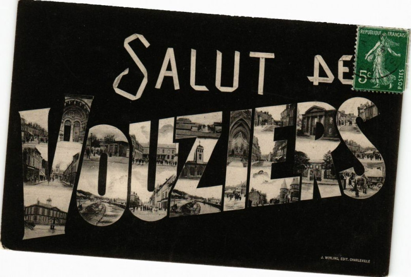 Carte postale ancienne Salut de Vouziers à Vouziers