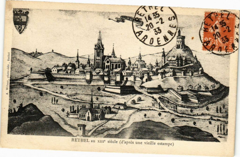 Carte postale ancienne Rethel au XIIIe siécle à Rethel