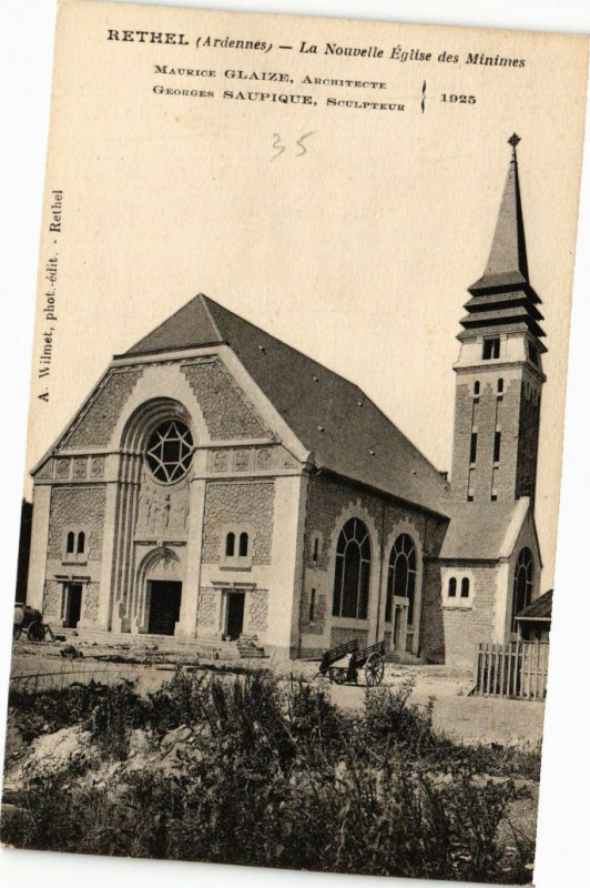 Carte postale ancienne Rethel - La Nozvelle Eglise des Minimes à Rethel