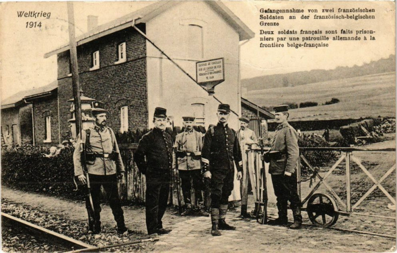 Carte postale ancienne Weltkrieg 1914 - Gafangennahme von zwei französischen Soldaten ..