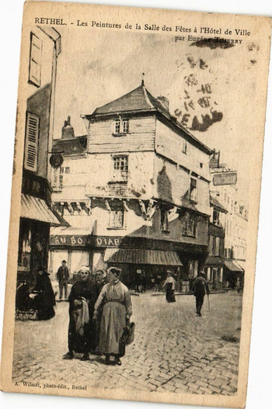 Carte postale ancienne Rethel - Les Peintures de la Salle des Fétes a l'Hotel de Ville à Rethel