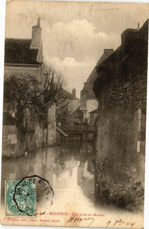 Carte postale ancienne Mezieres - Vue prise du Moulin