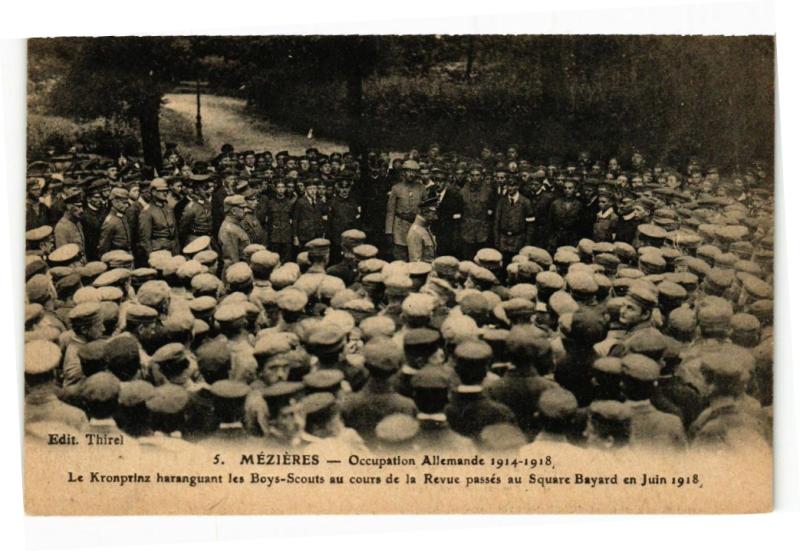 Carte postale ancienne Mezieres - Occupations Allemande1914-1918-Le Kronprinz haranguant à Charleville-Mézières