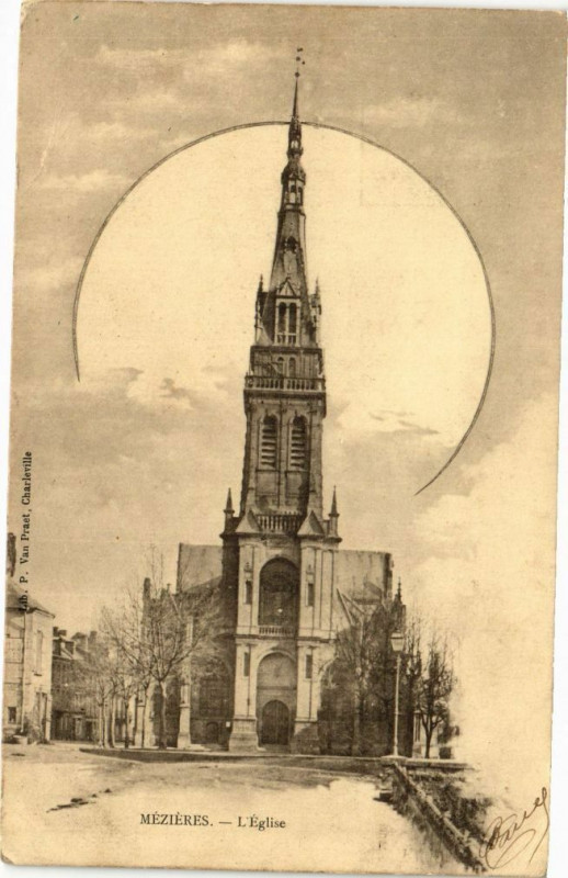 Carte postale ancienne Mezieres - L'Eglise