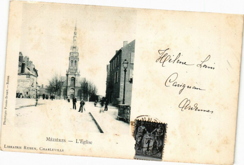 Carte postale ancienne Mezieres - L'Eglise