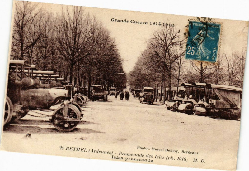 Carte postale ancienne Grande Guerre 1914-1918 - Rethel - Promenade des Isles à Rethel