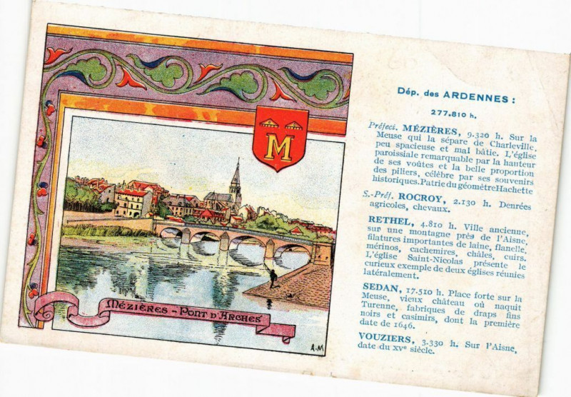 Carte postale ancienne Mezieres Rocroy - Rethel - Sedan - Vouziers à Rethel