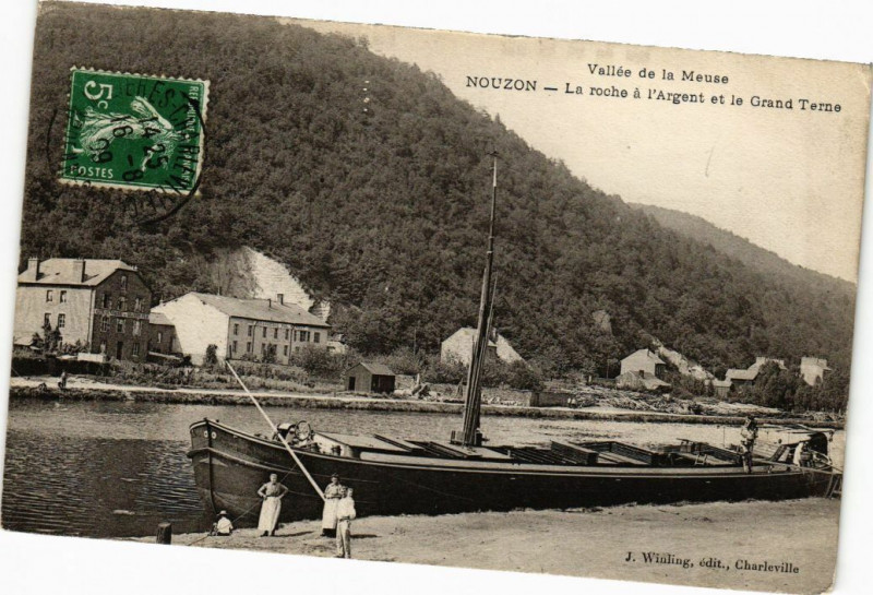 Carte postale ancienne Vallée de la Meuse Nouzon La roche a l'Argent et la Grand Terne