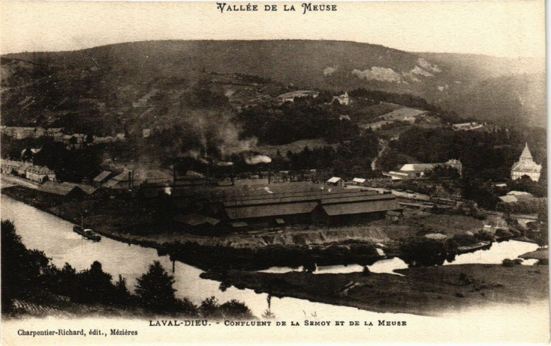 Carte postale ancienne Vallée de la Meuse Laval-Dieu Confluent de la Semoy et de la...