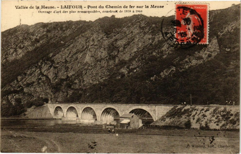 Carte postale ancienne Vallée de la Meuse - Laifour - Pon du Chemin de fer sur la Meuse à Laifour