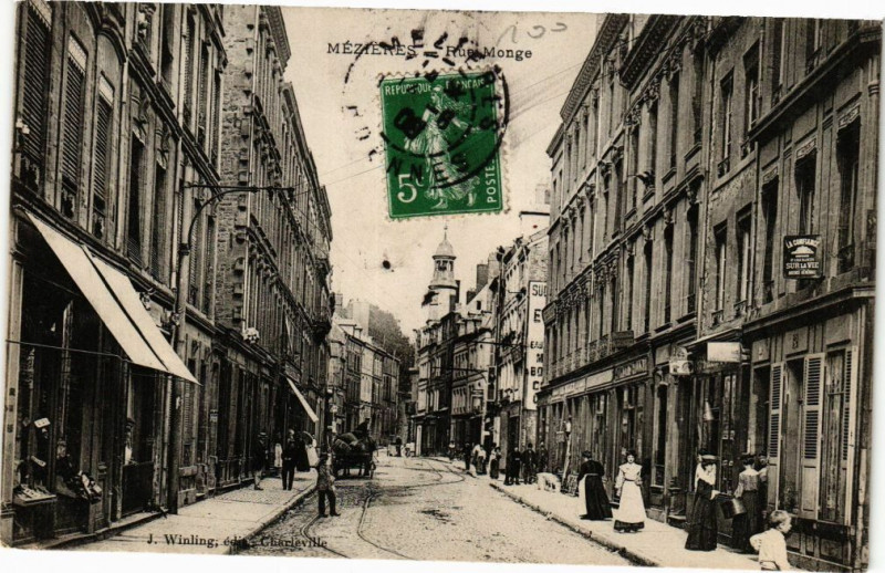 Carte postale ancienne Mezieres - Rue Monge