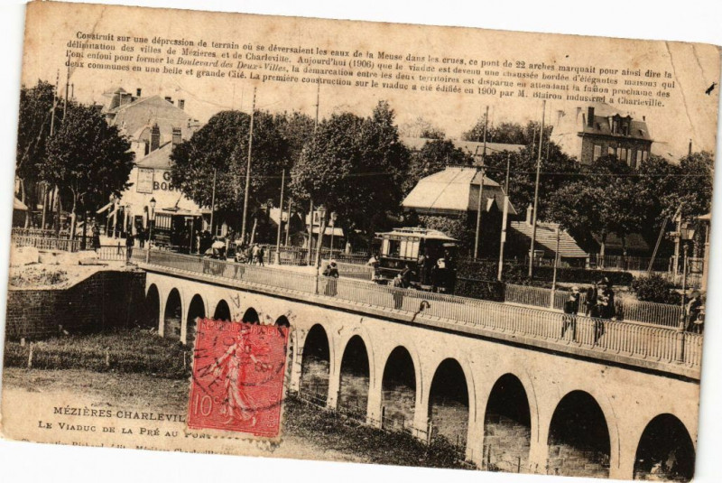 Carte postale ancienne Mezieres - Charleville - La Viaduc de la pré au ..