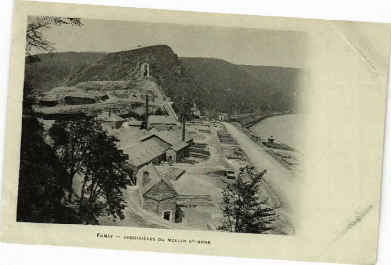Carte postale ancienne Fumay - Ardoisiéres du Moulin Saint-Anne à Fumay