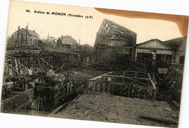 Carte postale ancienne Ateliers de Mohon (Novembre 1918)