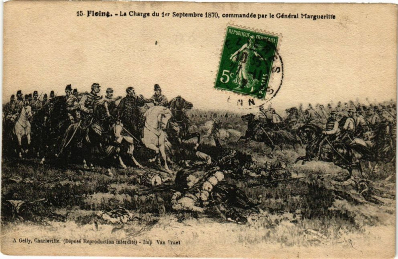 Carte postale ancienne Floing - La Change du 1er Septembre 1870,commandée par le Général à Floing