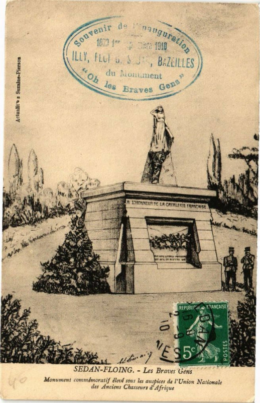 Carte postale ancienne Sedan Floing Les Braves Géns Monument commémoratif élevé sous... à Sedan