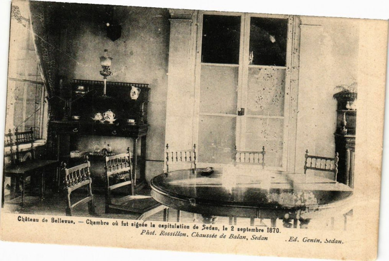 Carte postale ancienne Chateau de Bellevue Chambre oufut signés la capitulations de Sedan à Sedan