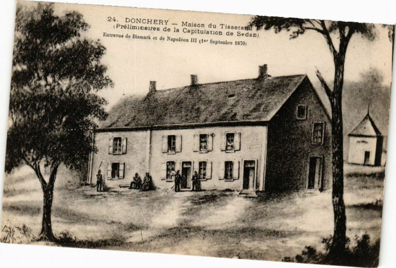 Carte postale ancienne Donchery - Maison du Tisserand (Préliminaires de la Capitulation . à Donchery