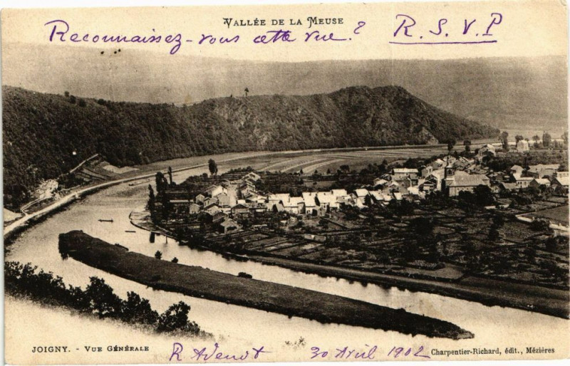 Carte postale ancienne Vallée de la Meuse - Joigny - Vue générale